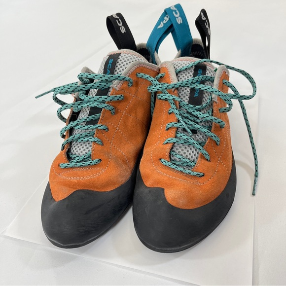 SCARPA Helix Womens 9.5 Mens 8.5 EU 41.5 Mandarin Climbing Shoes Made in Italy - Picture 2 of 16